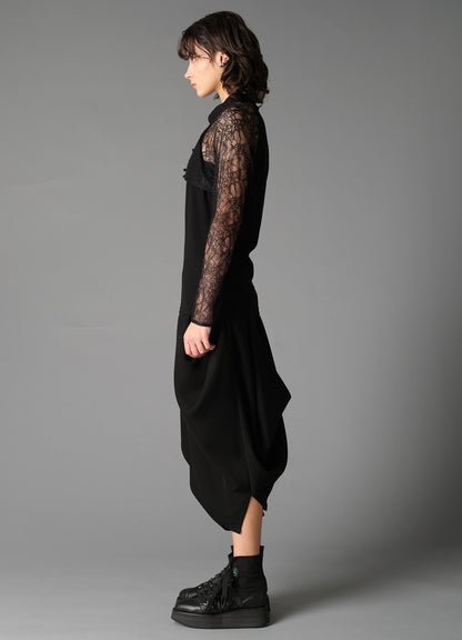 FLOWER LACE+SIGLE JERSEY LACE COMBI TEE