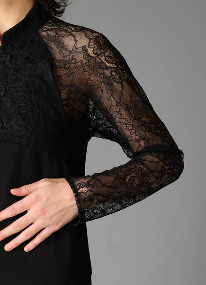 FLOWER LACE+SIGLE JERSEY LACE COMBI TEE