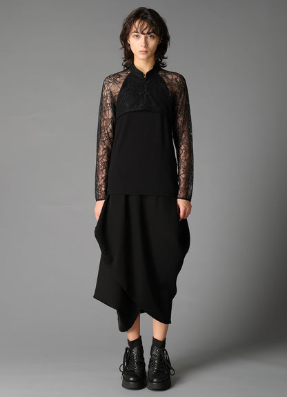 FLOWER LACE+SIGLE JERSEY LACE COMBI TEE