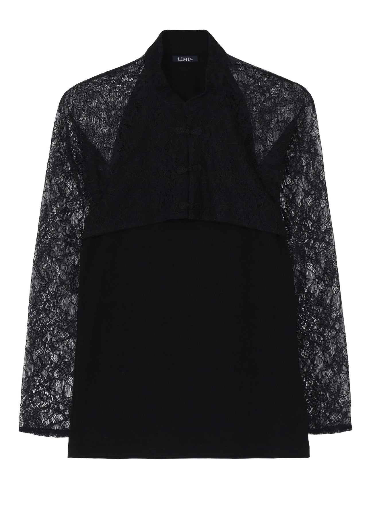 FLOWER LACE+SIGLE JERSEY LACE COMBI TEE