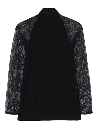 FLOWER LACE+SIGLE JERSEY LACE COMBI TEE