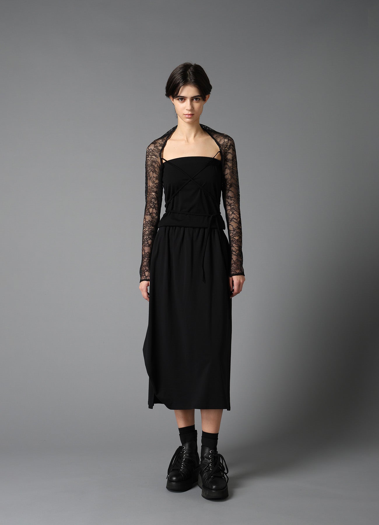 FLOWER LACE+SIGLE JERSEY SLEEVE SLIT BOLERO – THE SHOP YOHJI YAMAMOTO