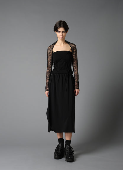 FLOWER LACE+SIGLE JERSEY SLEEVE SLIT BOLERO