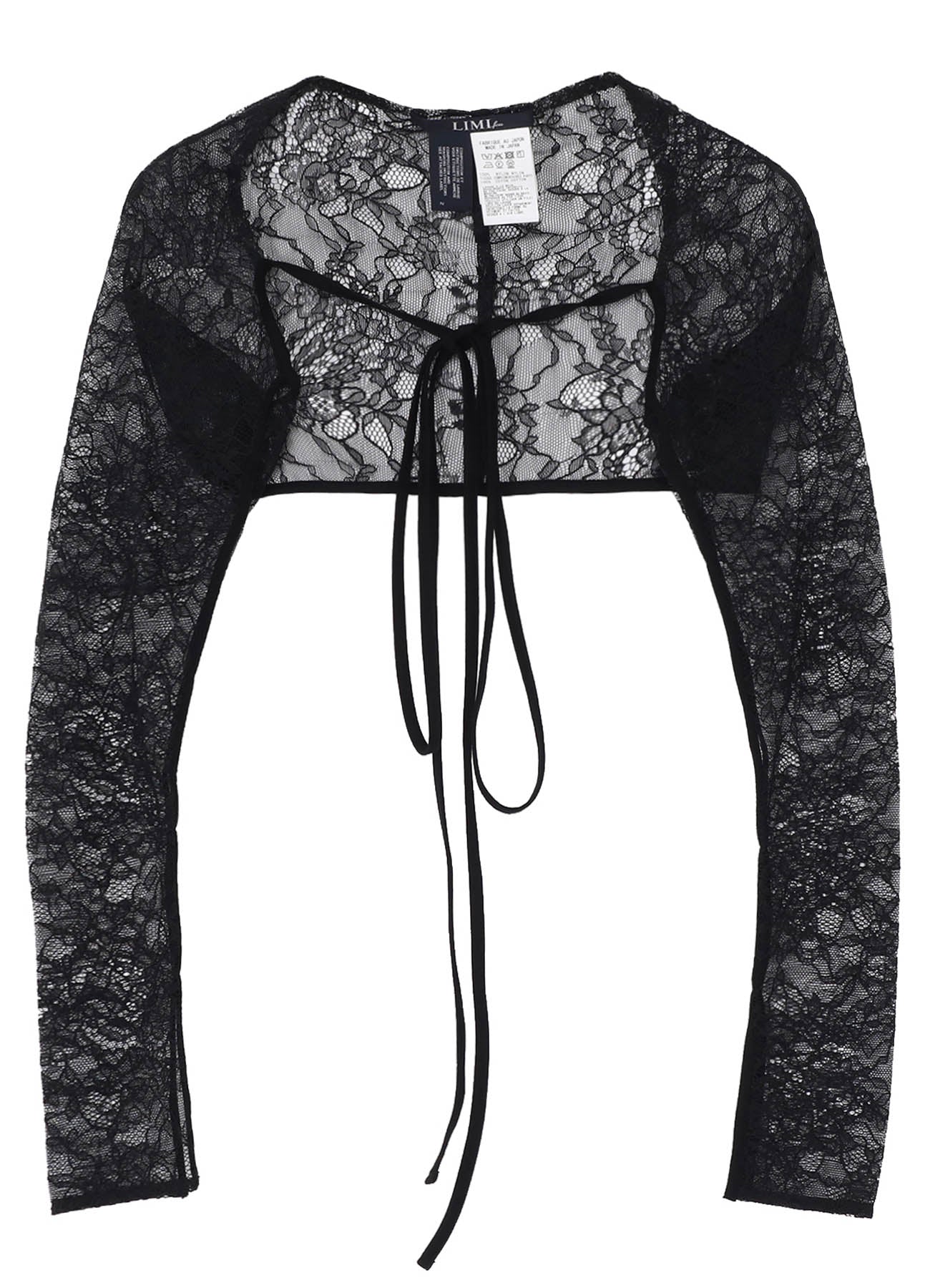 FLOWER LACE+SIGLE JERSEY SLEEVE SLIT BOLERO