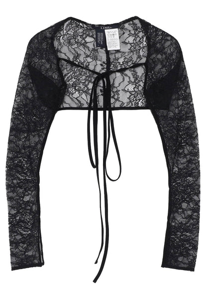 FLOWER LACE+SIGLE JERSEY SLEEVE SLIT BOLERO