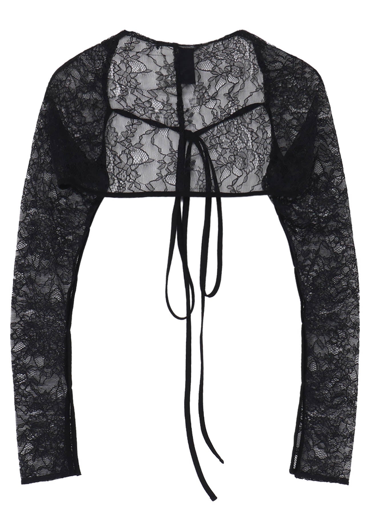 FLOWER LACE+SIGLE JERSEY SLEEVE SLIT BOLERO