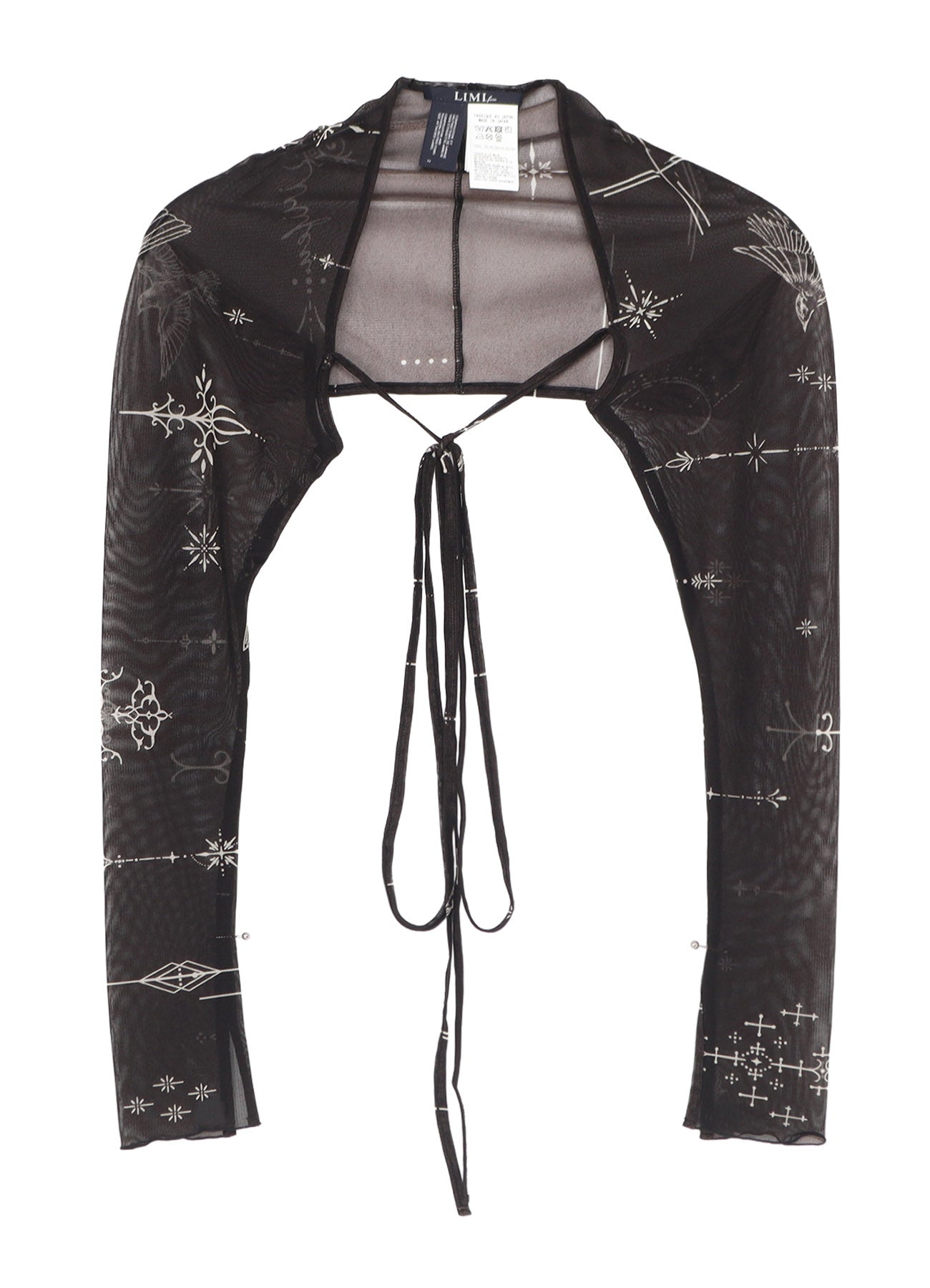 TATTOO PRINTED TULLE SLEEVE SLIT BOLERO