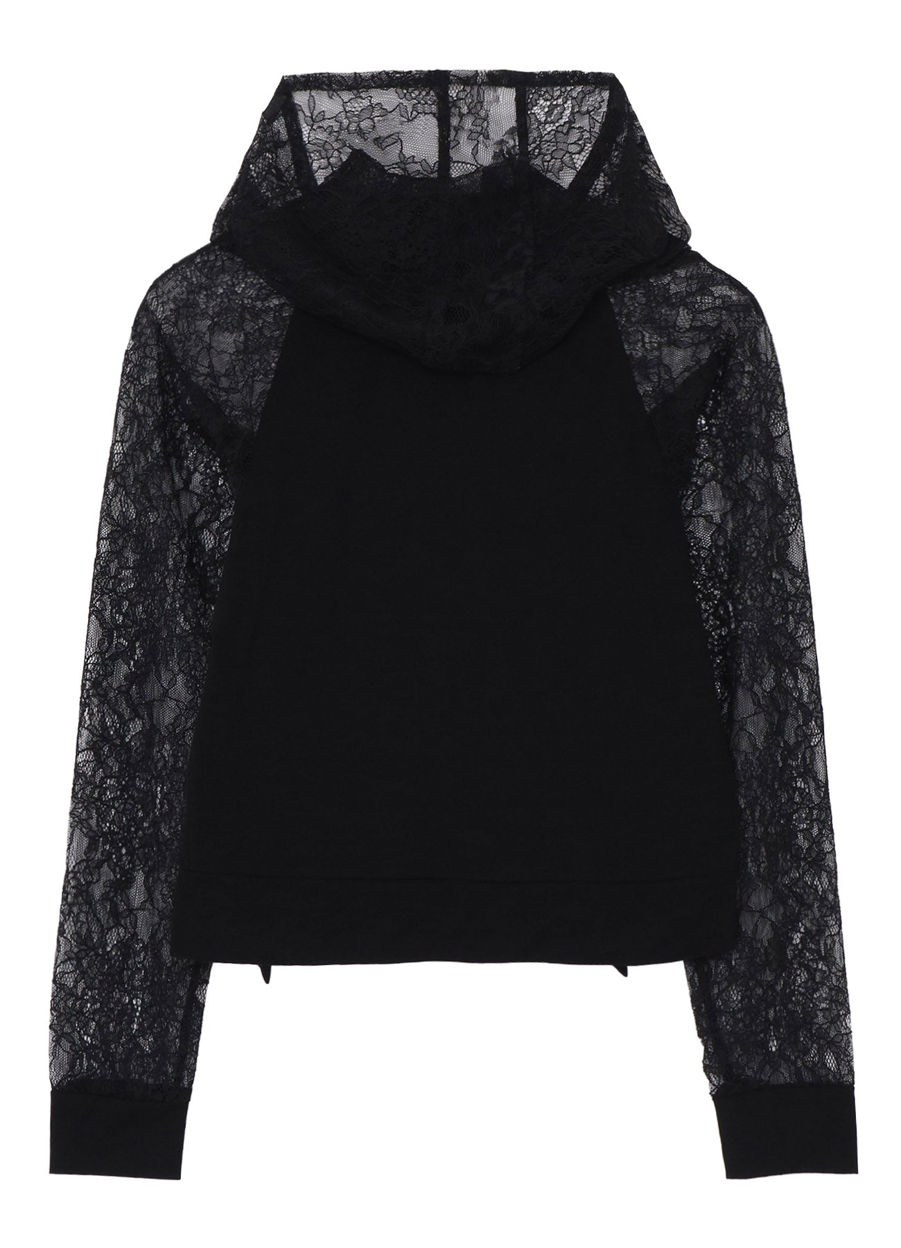 FLOWER LACE+SIGLE JERSEY RAGLAN HOODIE
