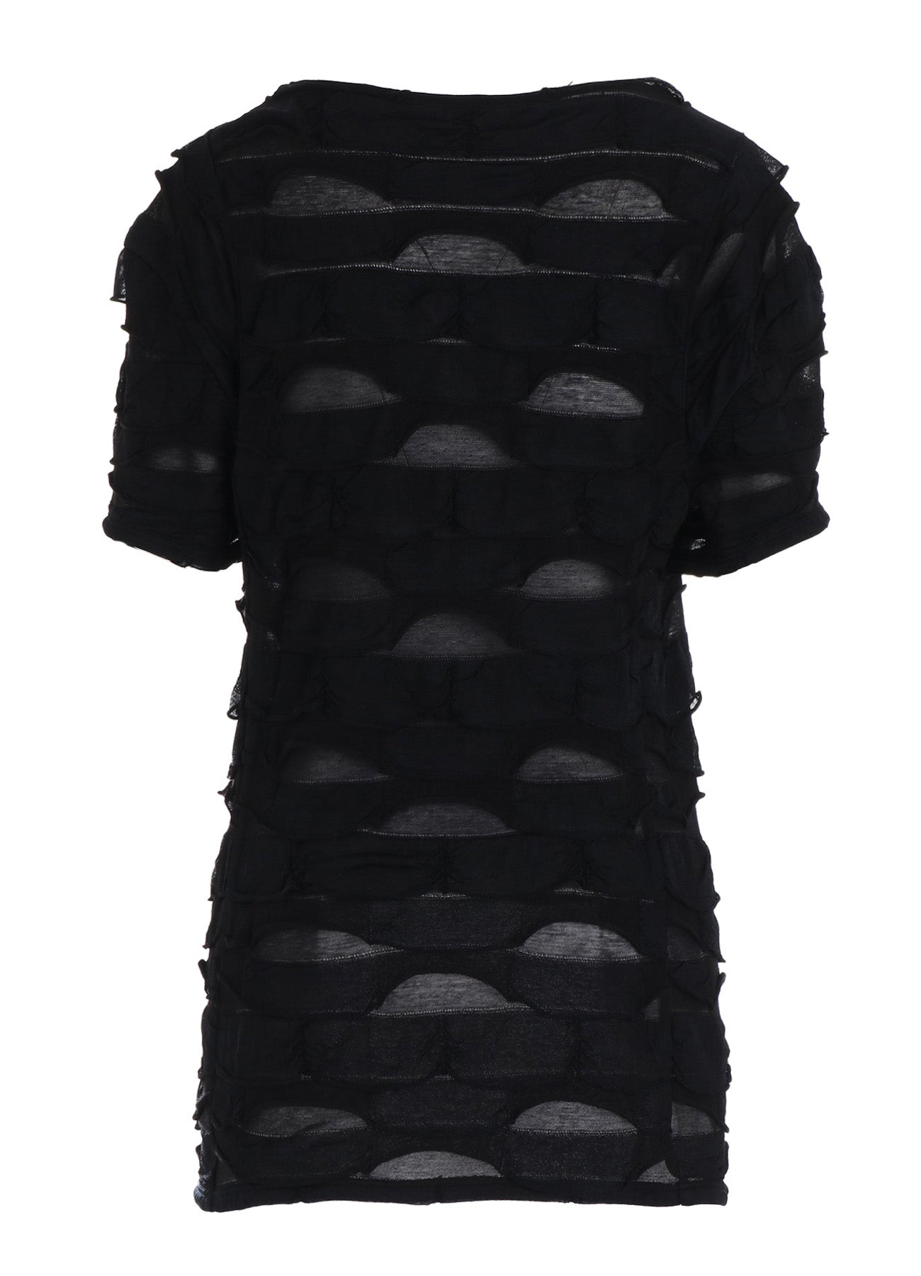 FRILL JACQUARD PANEL DESIGN LONG SLEEVE TEE