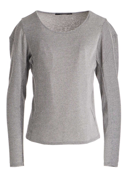 NATURAL RIB PANEL DESIGN LONG SLEEVE TEE