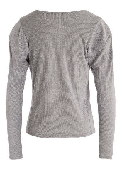 NATURAL RIB PANEL DESIGN LONG SLEEVE TEE