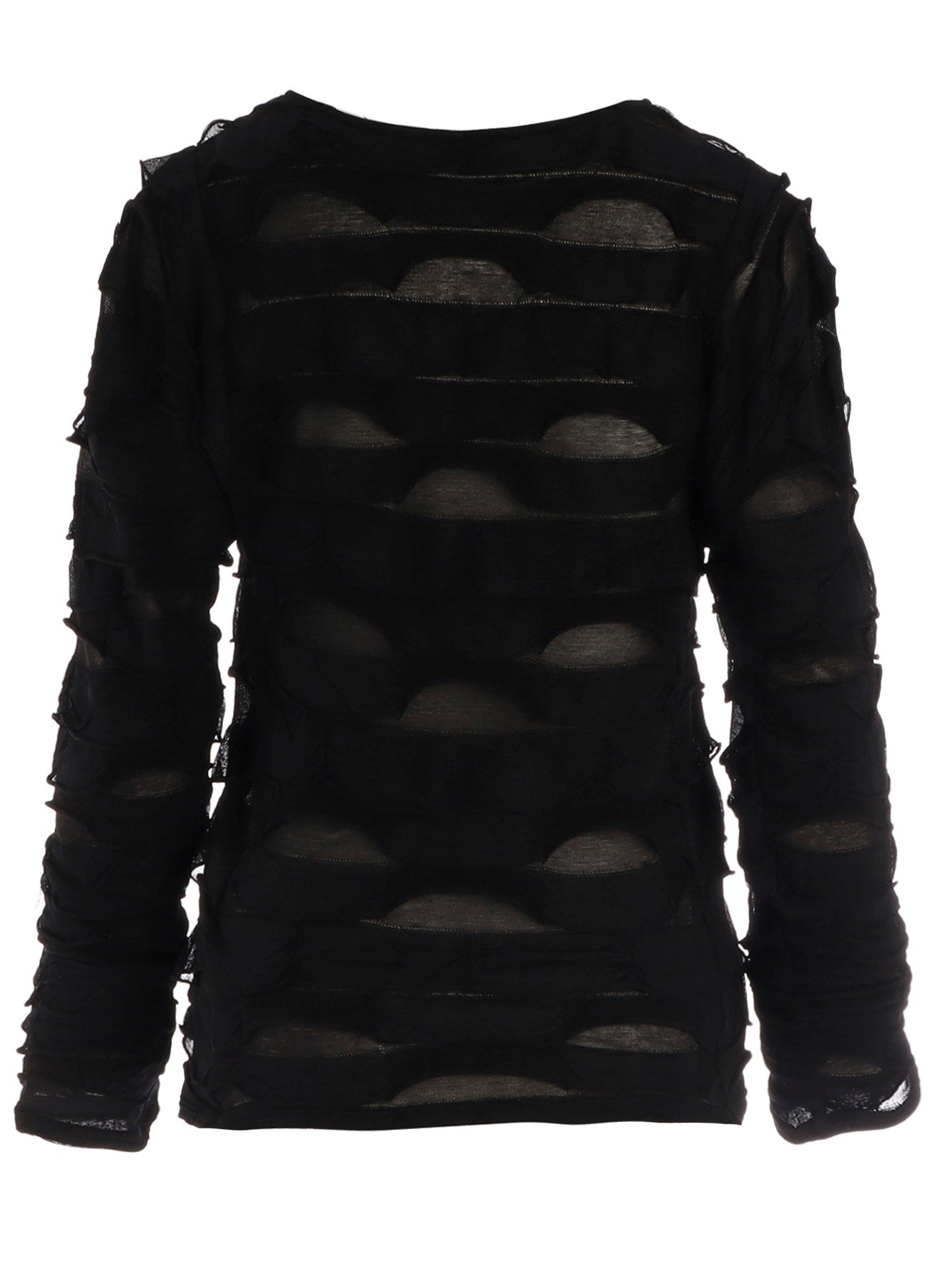 FRILLED JACQUARD  PANEL DESIGN LONG SLEEVE TEE
