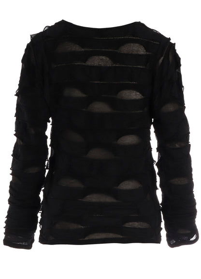 FRILLED JACQUARD  PANEL DESIGN LONG SLEEVE TEE
