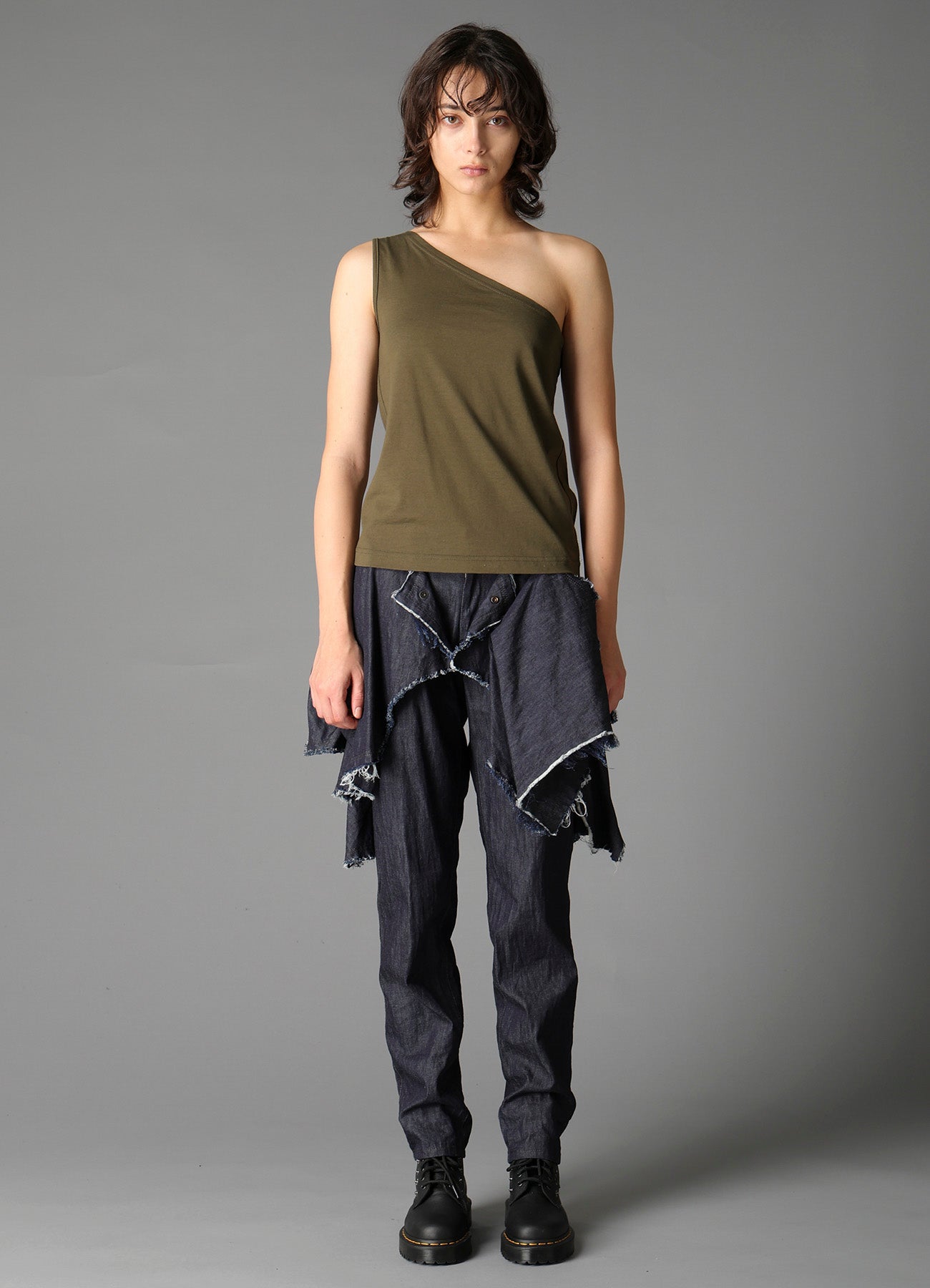 60/2 COTTON SINGLE JERSEY ONE SHOULDER TANK TOP  A