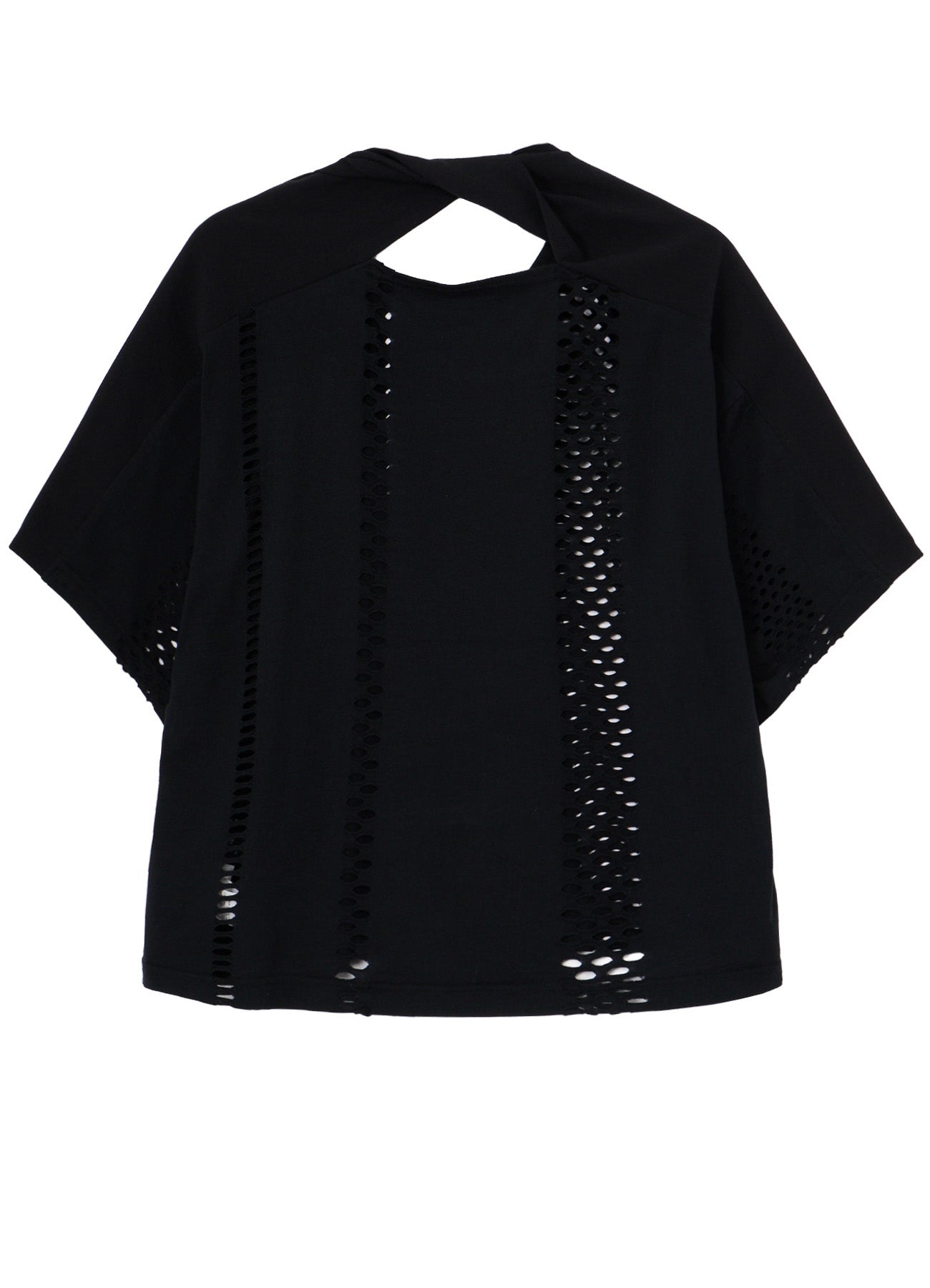 EYELET STRIPES BACK TWIST DETAIL TEE