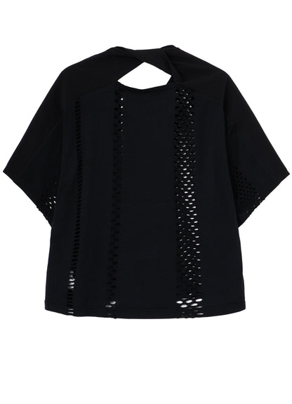 EYELET STRIPES BACK TWIST DETAIL TEE