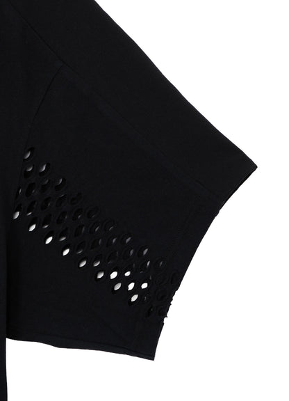 EYELET STRIPES BACK TWIST DETAIL TEE