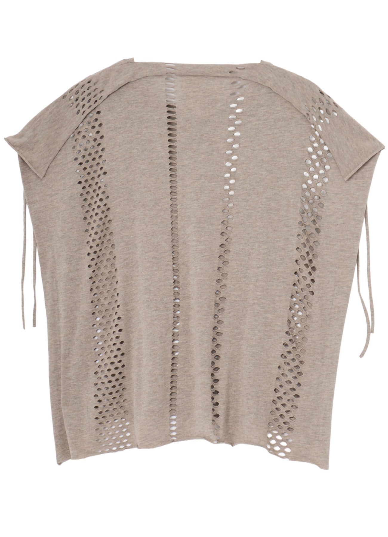 EYELET STRIPES LACE UP SQUARE TEE