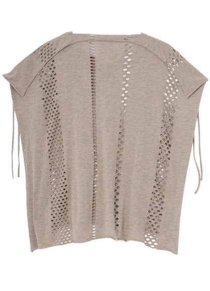 EYELET STRIPES LACE UP SQUARE TEE