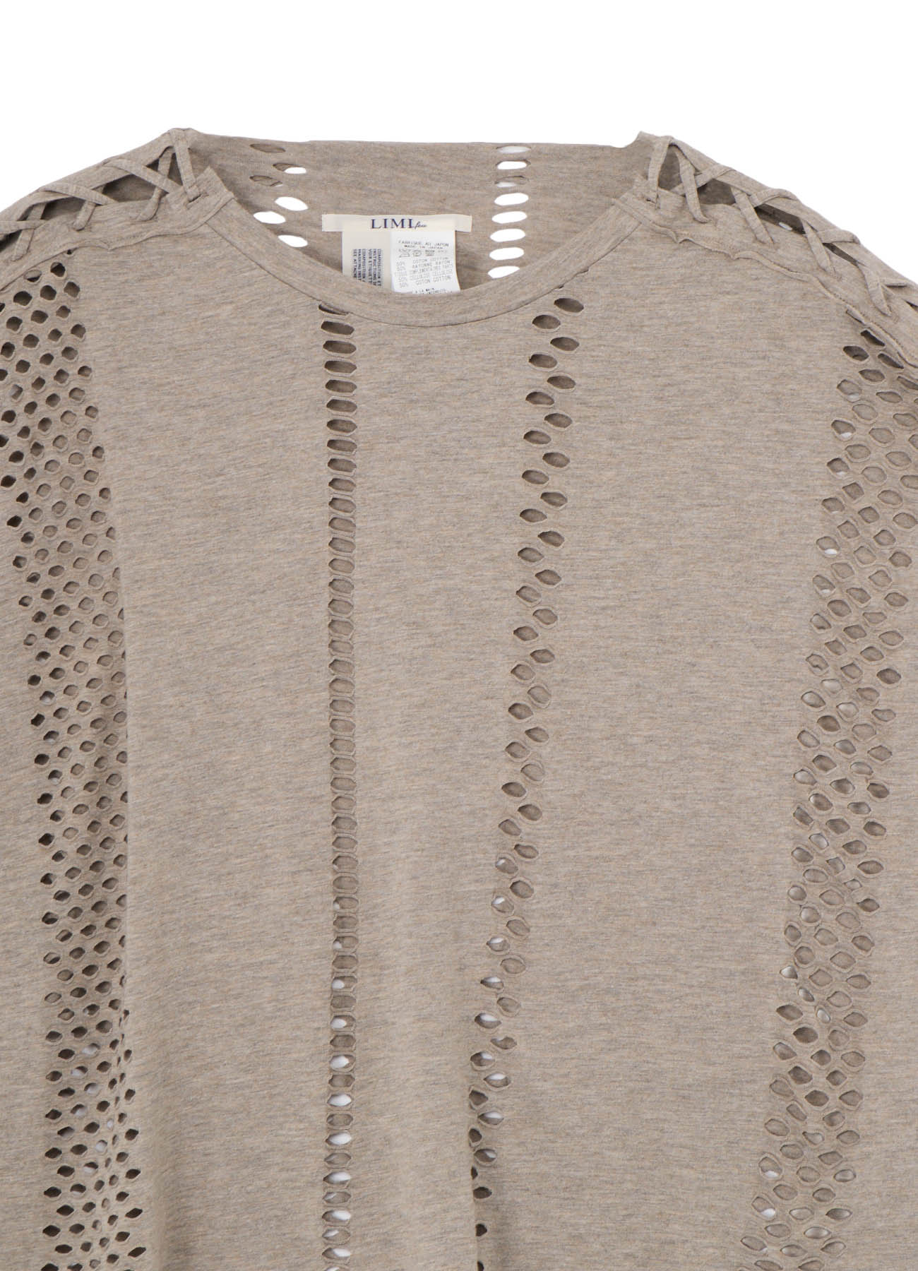 EYELET STRIPES LACE UP SQUARE TEE
