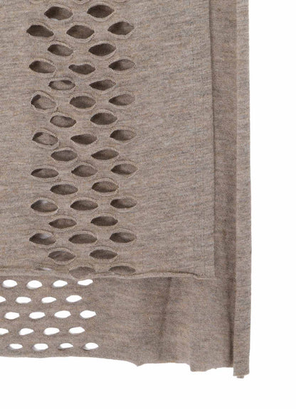 EYELET STRIPES LACE UP SQUARE TEE