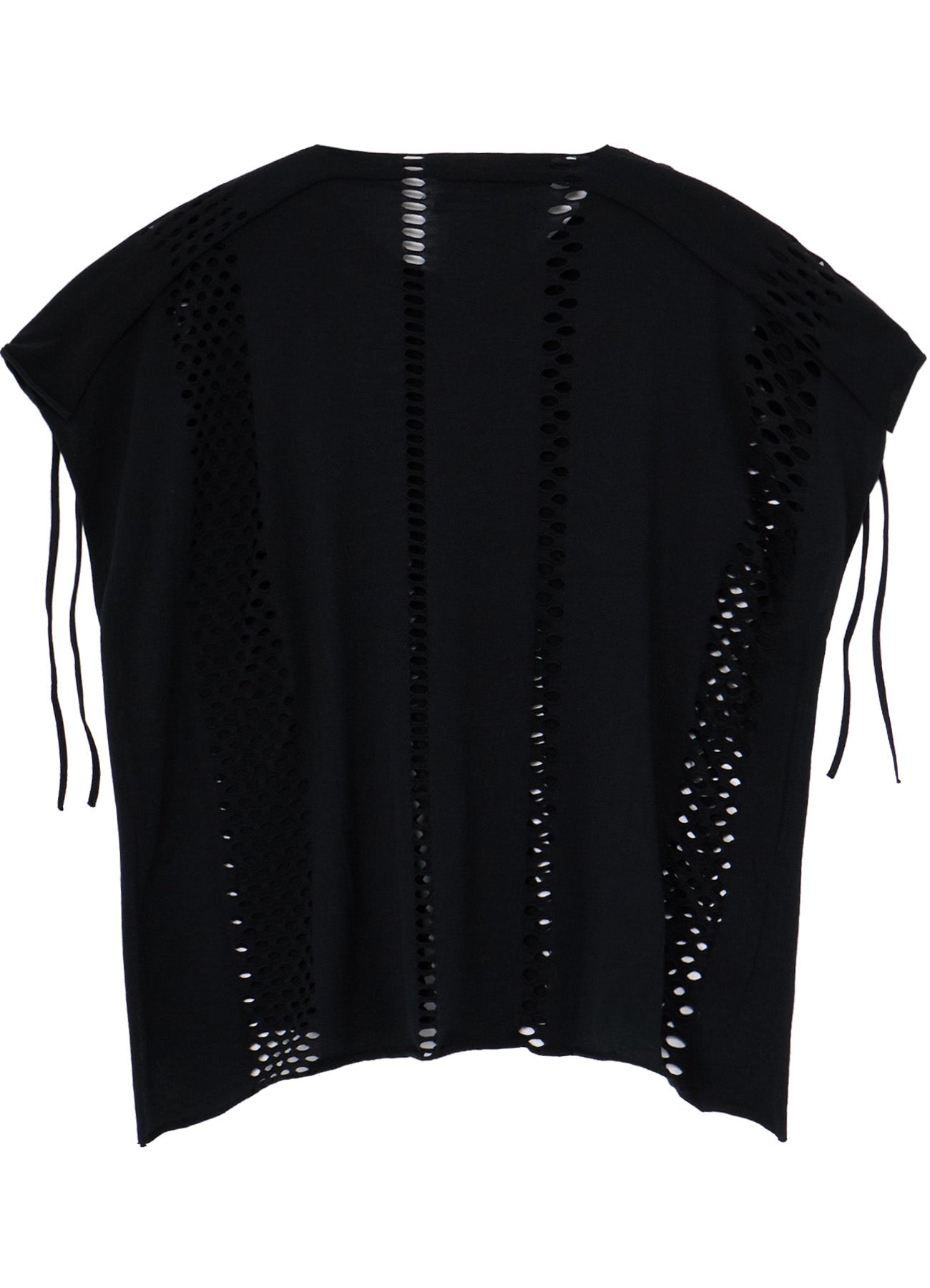 EYELET STRIPES LACE UP SQUARE TEE