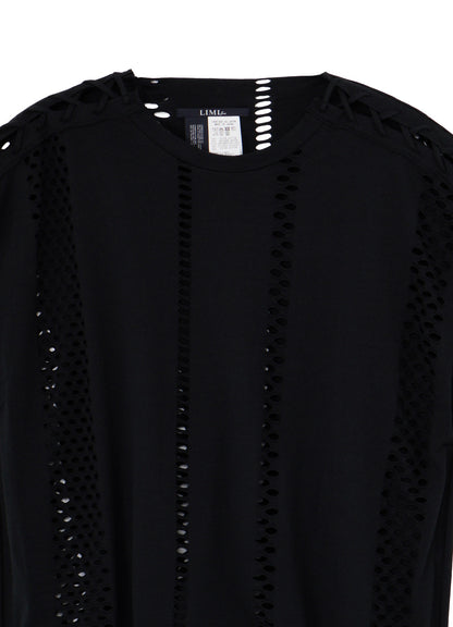 EYELET STRIPES LACE UP SQUARE TEE