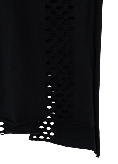 EYELET STRIPES LACE UP SQUARE TEE