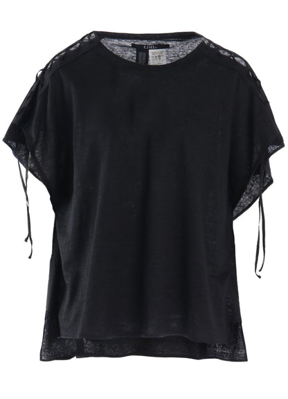 LI/ SINGLE JERSEY LACE UP SQUARE TEE