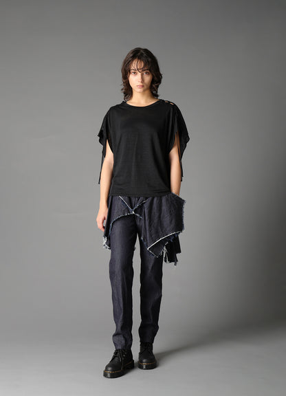 LI/ SINGLE JERSEY LACE UP SQUARE TEE