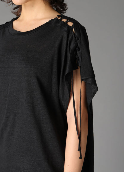 LI/ SINGLE JERSEY LACE UP SQUARE TEE