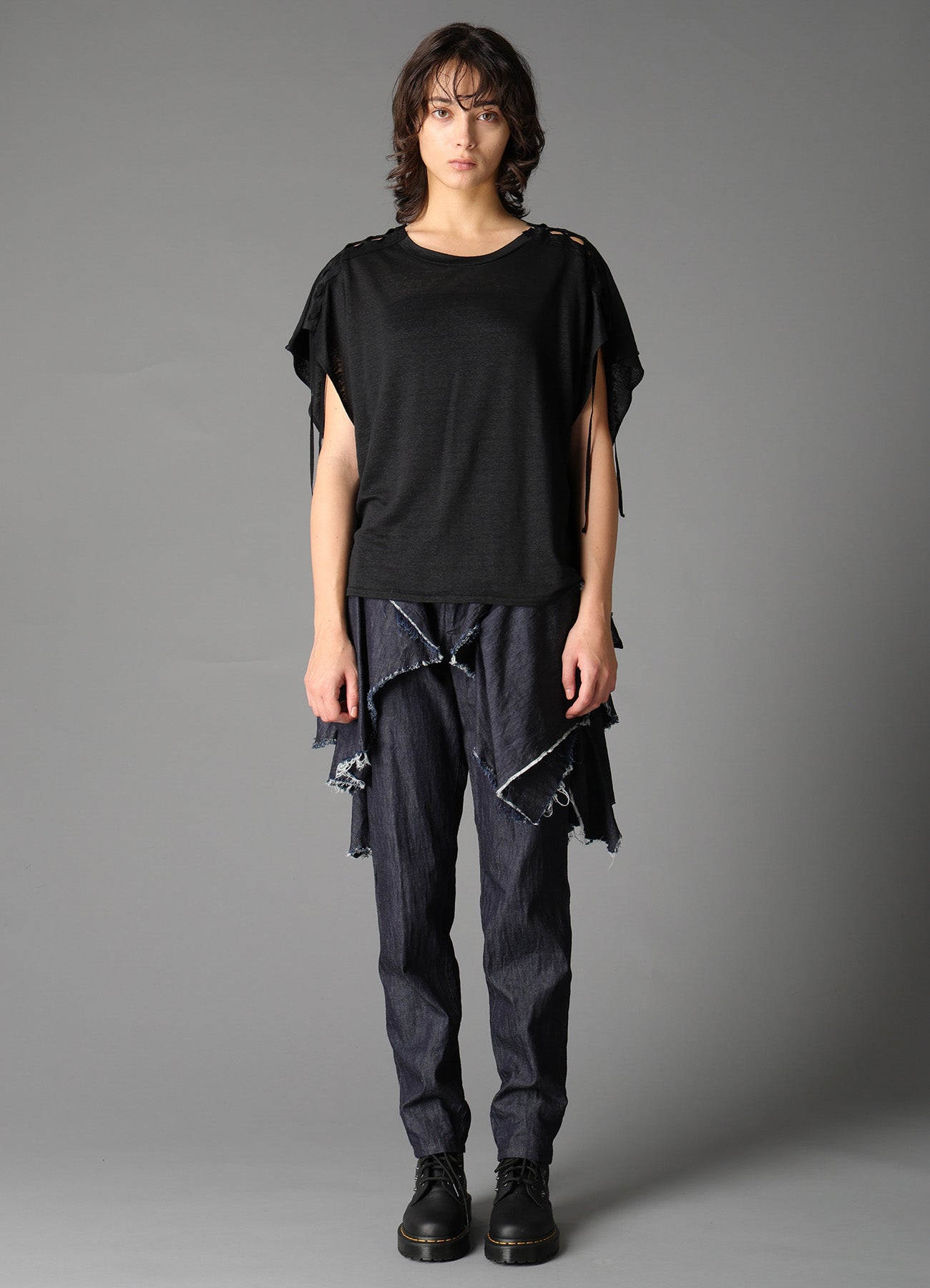 LI/ SINGLE JERSEY LACE UP SQUARE TEE – THE SHOP YOHJI YAMAMOTO