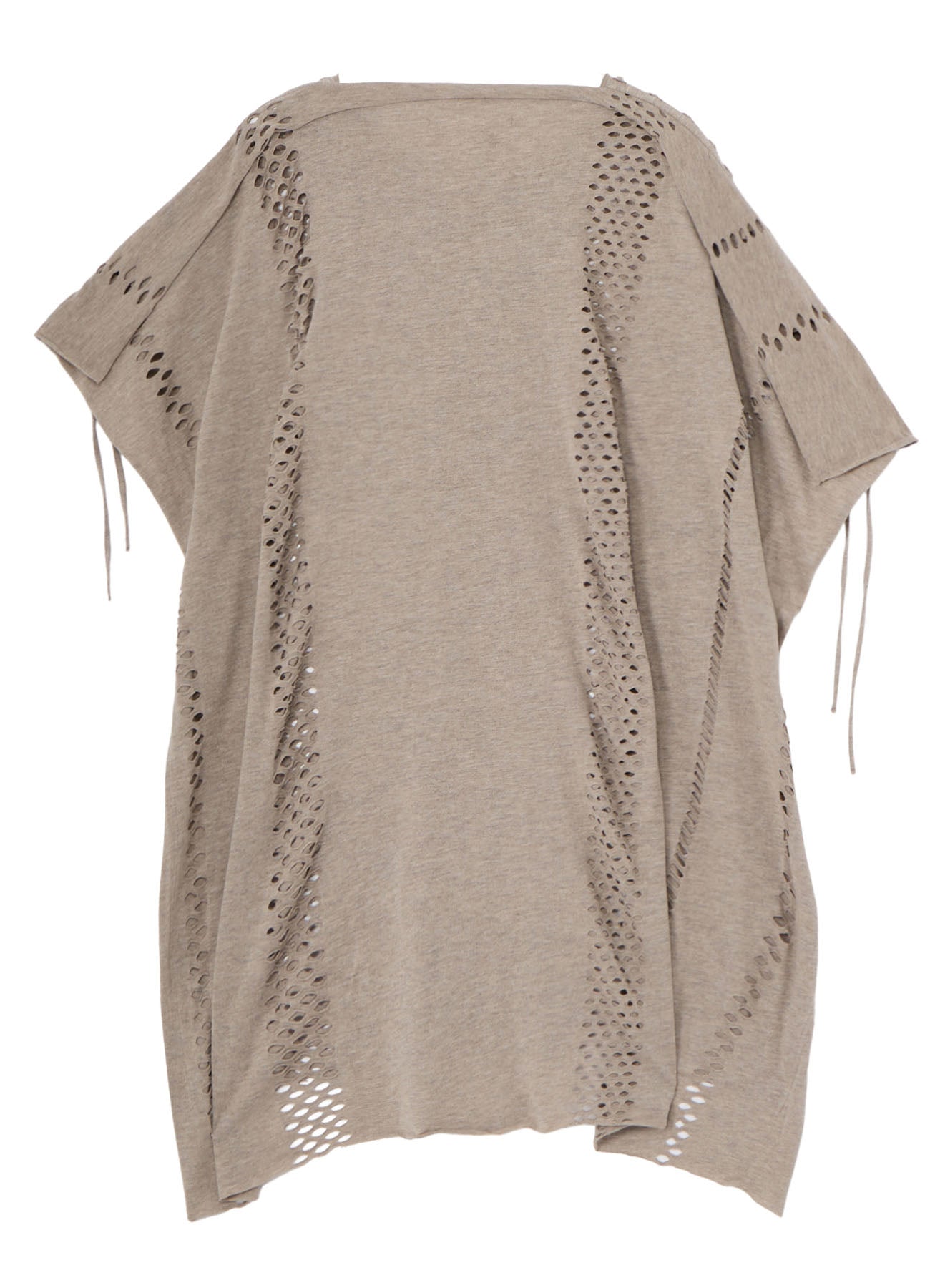 EYELET STRIPES LACE UP ASYMMETRIC TEE