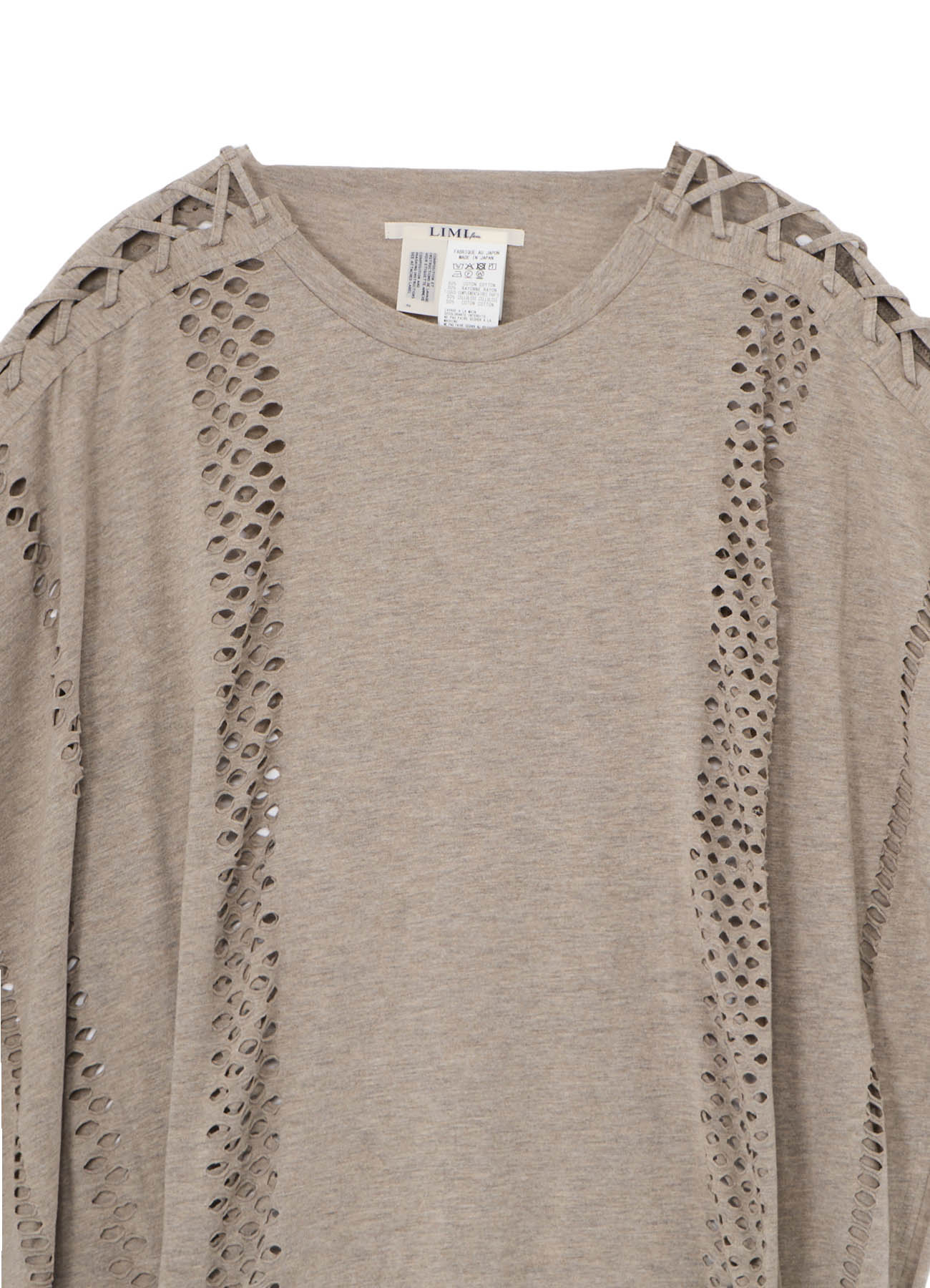 EYELET STRIPES LACE UP ASYMMETRIC TEE