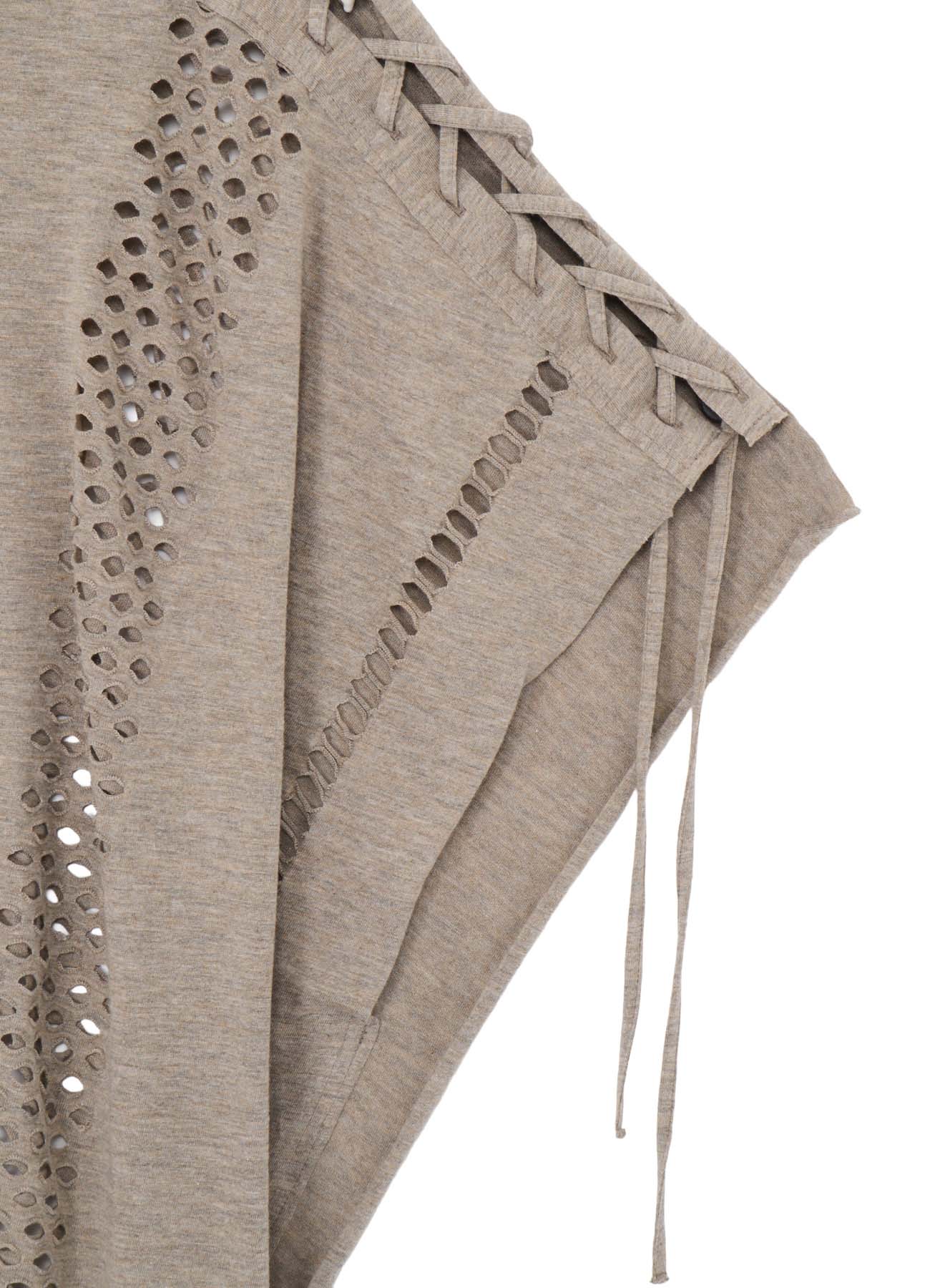 EYELET STRIPES LACE UP ASYMMETRIC TEE