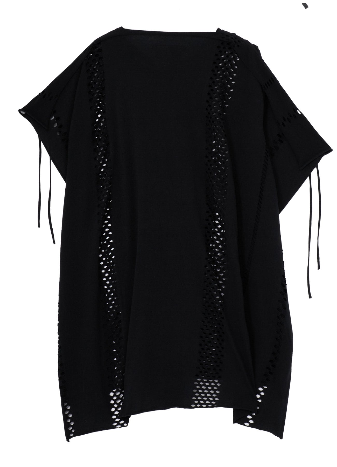 EYELET STRIPES LACE UP ASYMMETRIC TEE