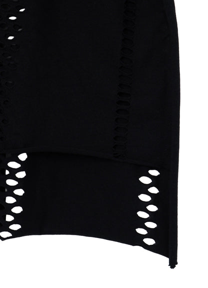 EYELET STRIPES LACE UP ASYMMETRIC TEE