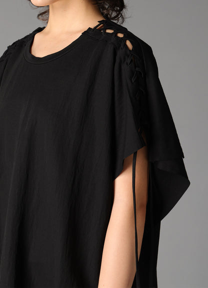 NATURAL SMOOTH LACE UP ASYMMETRIC TEE