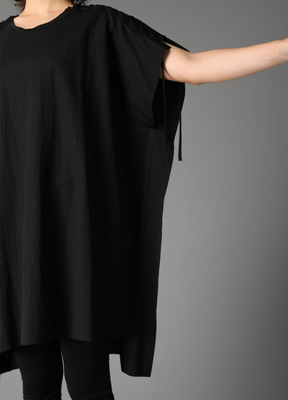 NATURAL SMOOTH LACE UP ASYMMETRIC TEE