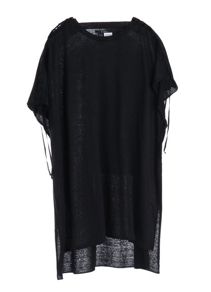 LI/ SINGLE JERSEY LACE UP ASYMMETRIC TEE