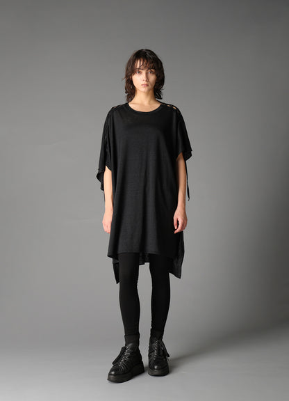 LI/ SINGLE JERSEY LACE UP ASYMMETRIC TEE