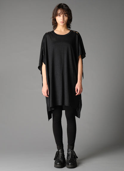 LI/ SINGLE JERSEY LACE UP ASYMMETRIC TEE