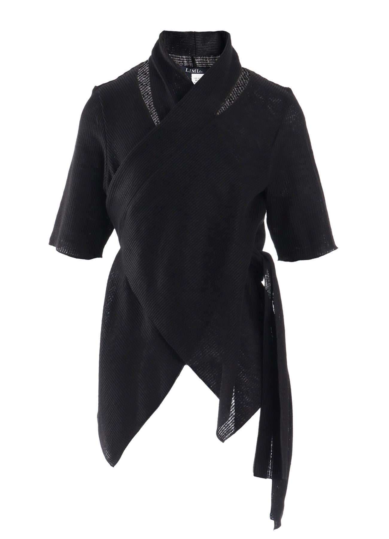 DROP-STITCH STRIPES SCARF DETAIL SHORT CARDIGAN