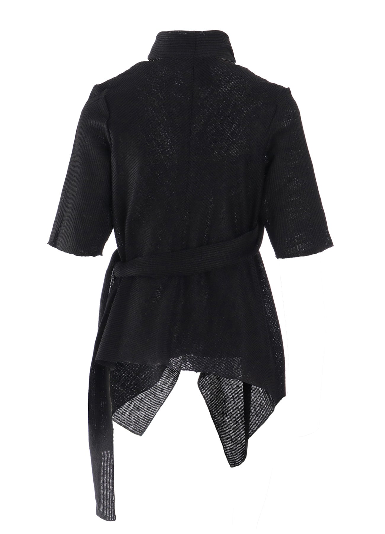 DROP-STITCH STRIPES SCARF DETAIL SHORT CARDIGAN