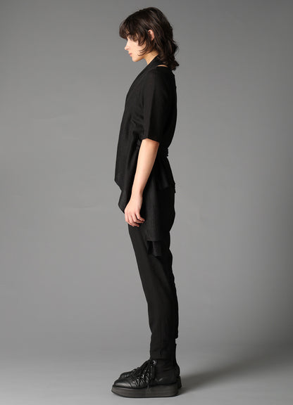 DROP-STITCH STRIPES SCARF DETAIL SHORT CARDIGAN