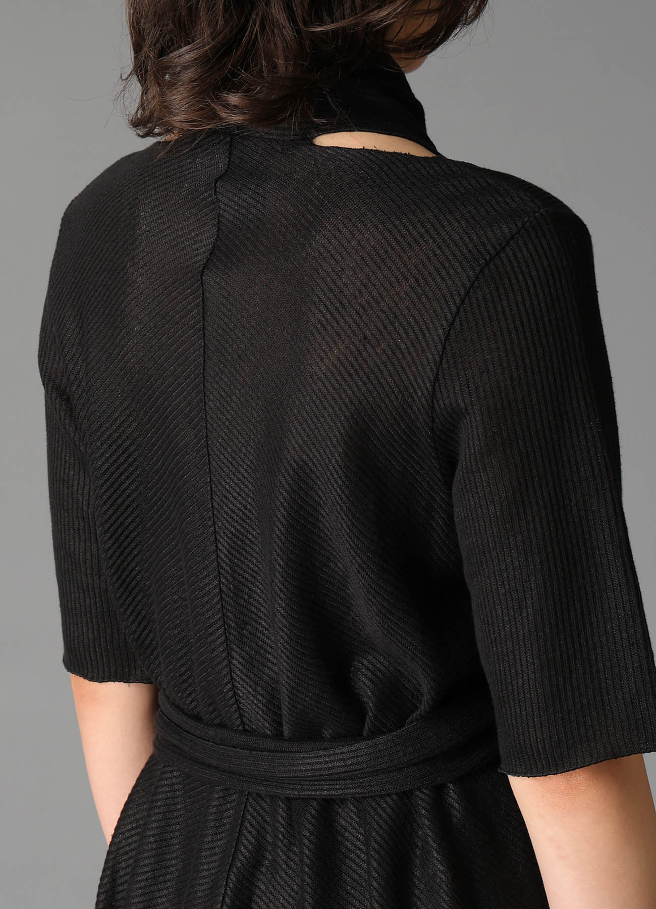 DROP-STITCH STRIPES SCARF DETAIL SHORT CARDIGAN – THE SHOP YOHJI
