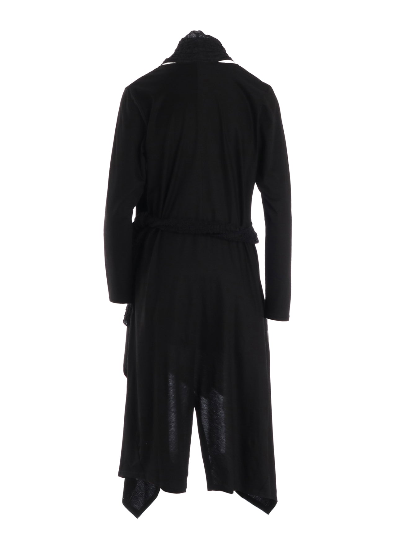 SINGLE JERSEY+SHRINKED LACE SCARF DETAIL LONG CARDIGAN A