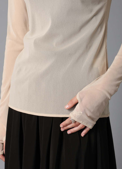 PE TULLE　CUTTING DETAIL TIGHT TEE