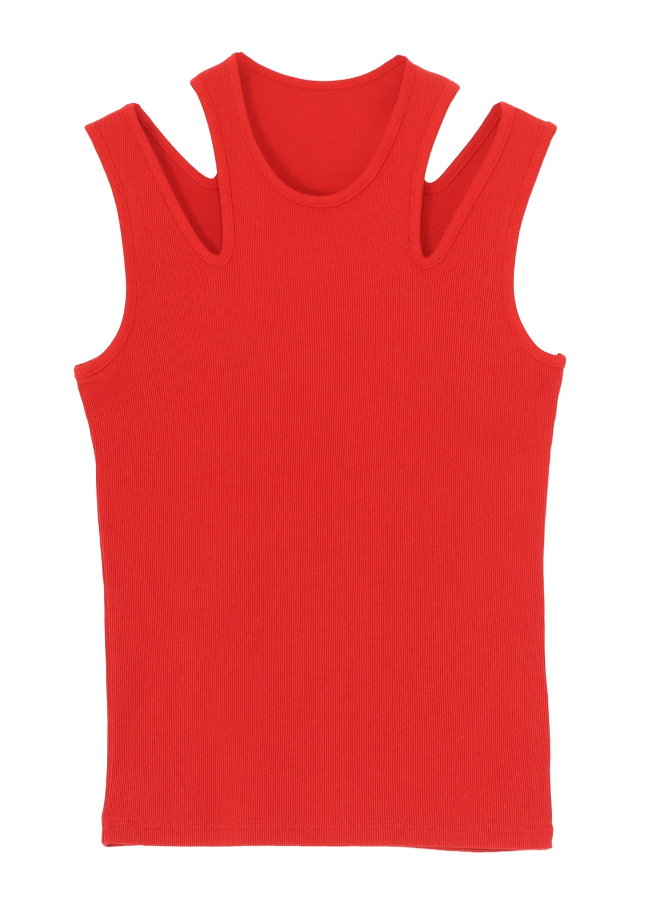 COTTON RIB SHOULDER SLIT TANK TOP