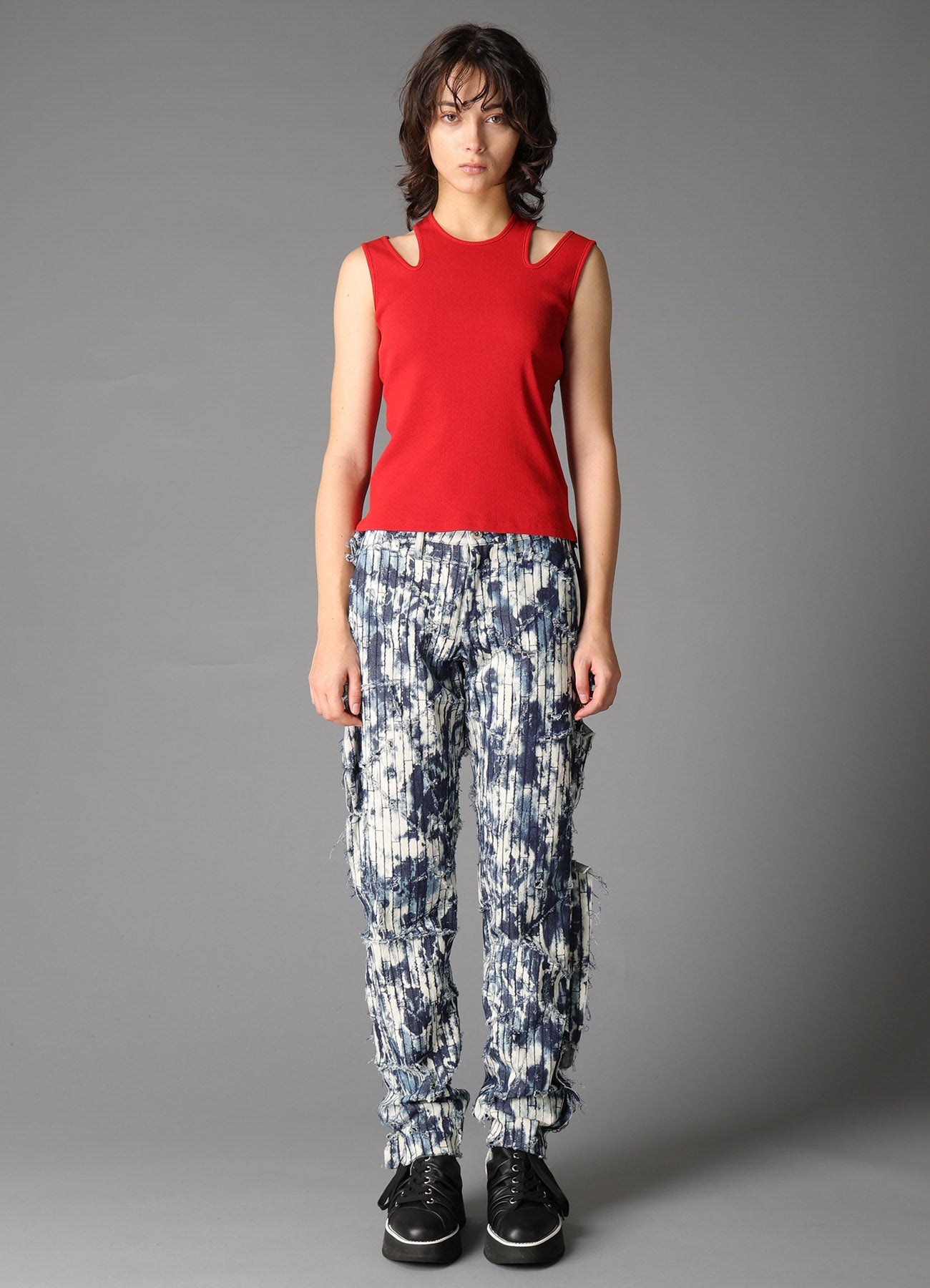 COTTON RIB SHOULDER SLIT TANK TOP